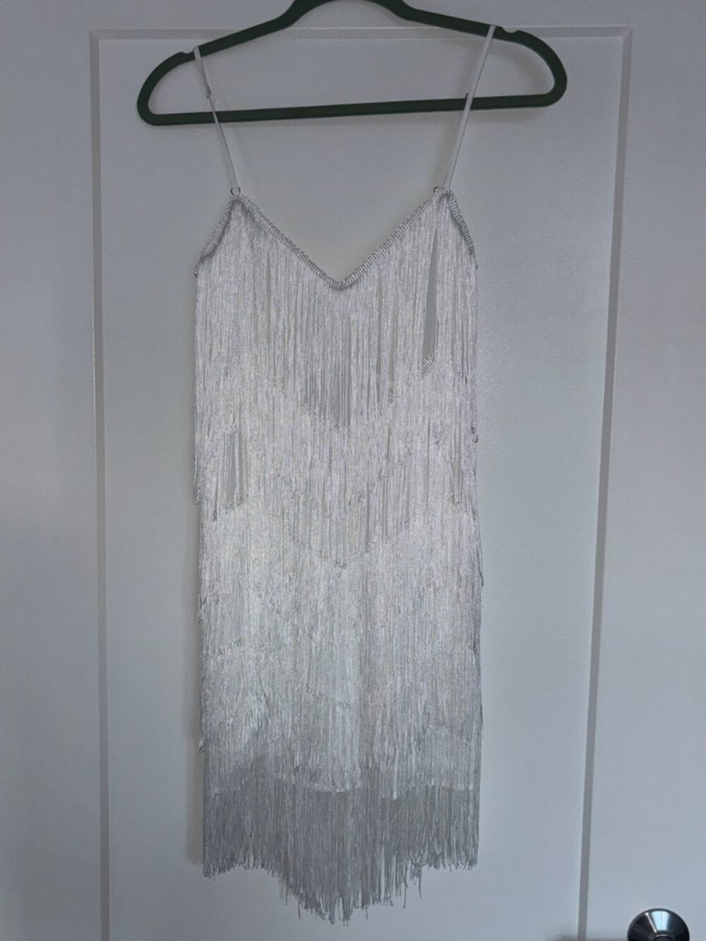 White Fringe Bridal Dress US2